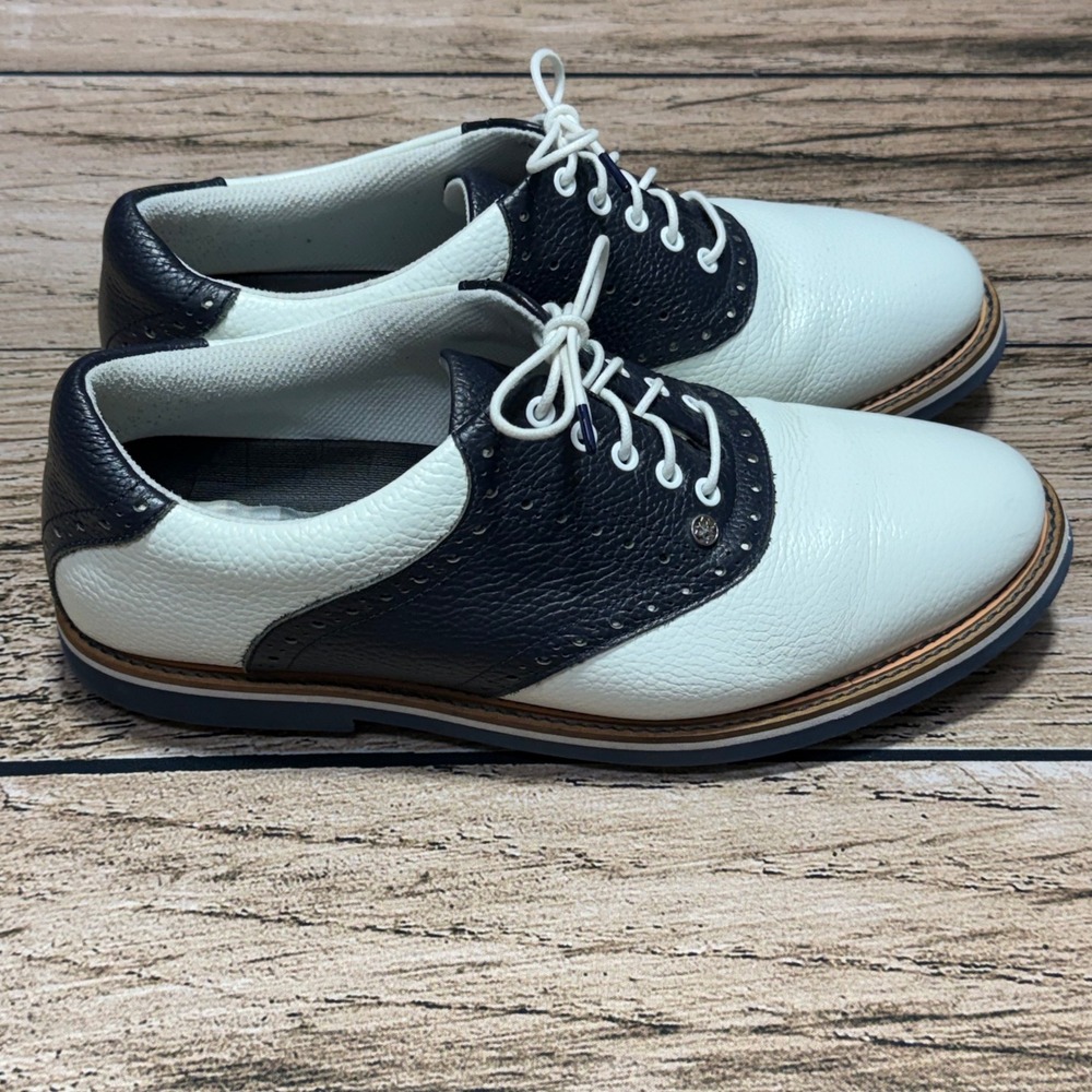 G/FORE Saddle Gallivanter Golf Shoes Mens 12 Wide White Navy Leather Spikeless